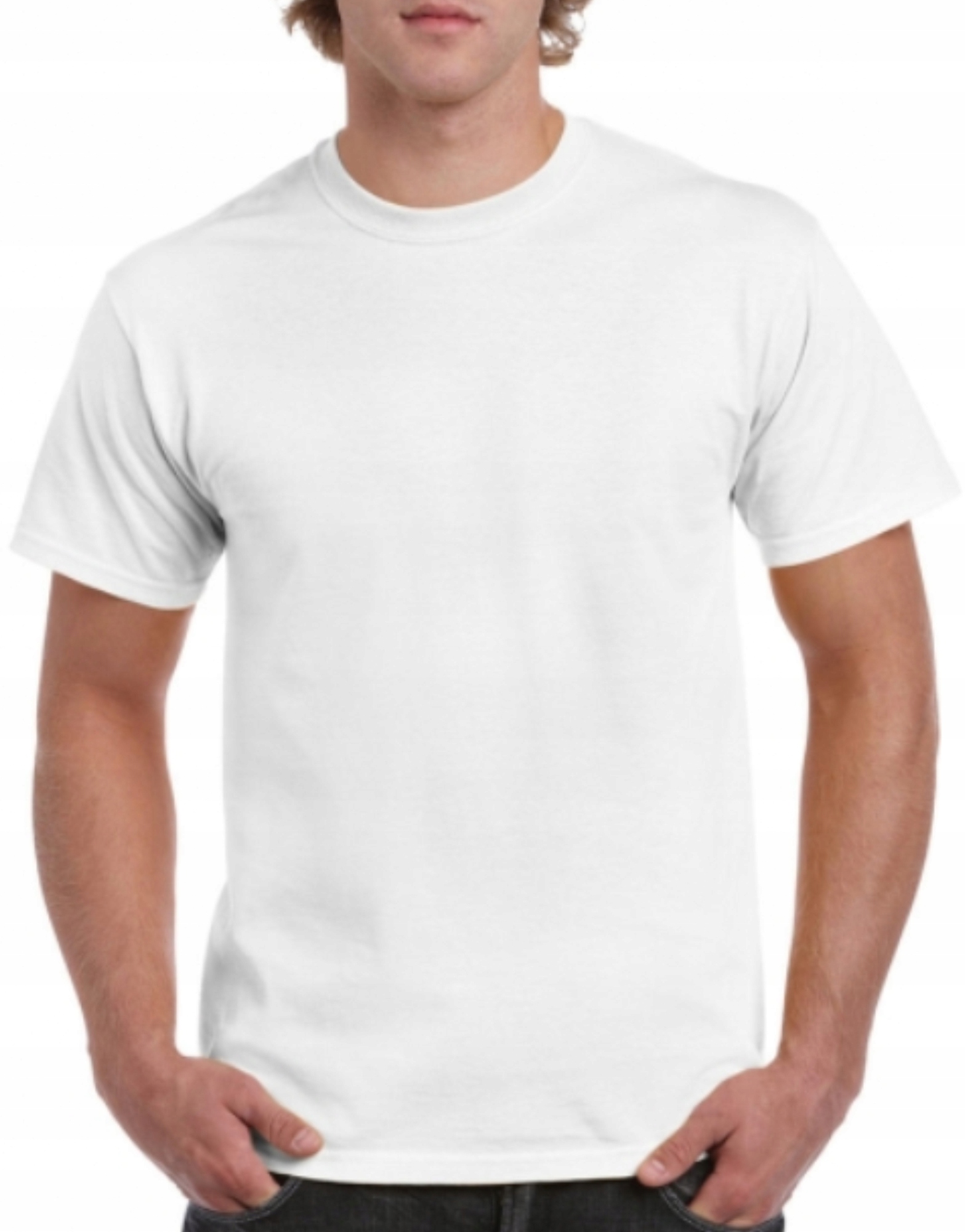 biale-koszulki-330yqm.jpg T SHIRT tshirt KOSZULKA ODZIEŻ BLUZKA GŁADKA BEZ NADRUKU MĘSKA BIAŁA L - obrazek 1