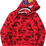 Bape Shark Męska bluza z kapturem, motyw rekina, wzór w stylu kamuflaż, głowa rekina na kapturze, bluza z zamkiem błyskawicznym, odzież sportowa (kolor: C, rozmiar: XL) : Amazon.pl: Moda