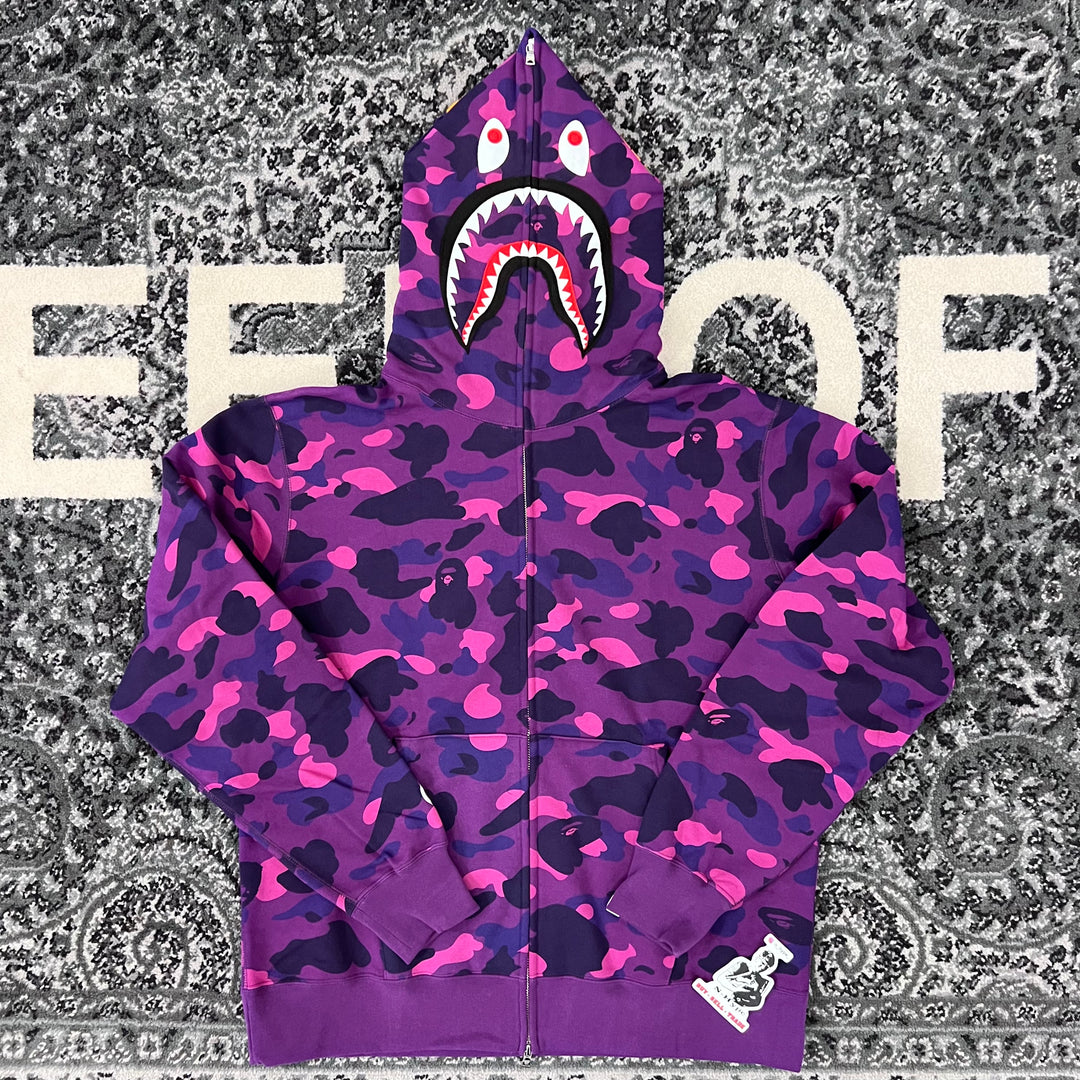 bluza-bape-703xbn-1.jpg BAPE Color Camo Shark Full Zip Hoodie Purple - obrazek 1