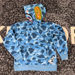 BAPE Honeycomb Camo Shark Hoodie Blue