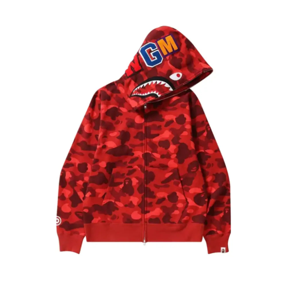 bluza-bape-822rvt-1.jpg Bluza BAPE ABC Camo Shark Full Zip Hoodie Red - obrazek 1