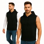 Bluza męska z kapturem bez rękawów czarna Urban Style 100% bawełna S
