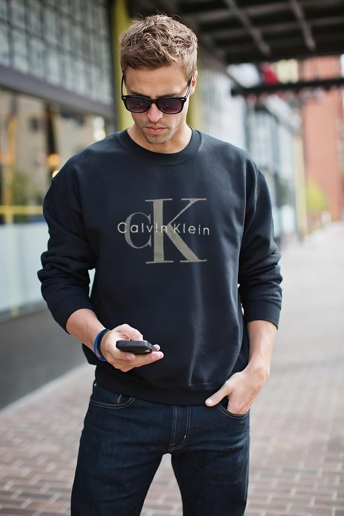 bluza-ck-meska-849jze-1.jpg Bluza męska bez kaptura czarna Calvin Klein NOWOŚĆ, ocieplana rozmiar S Ceny i opinie Ceneo.pl - obrazek 1