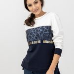 Prosta elegancka bluza w pasy biało granatowa PASSAGE