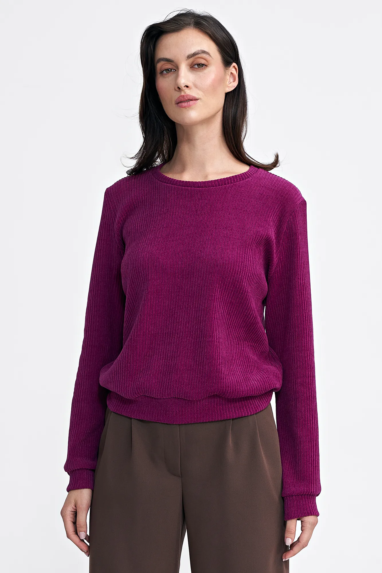 bluza-damska-elegancka-453adm.webp Elegancka bluza damska z dzianiny o prążkowanej strukturze - obrazek 1