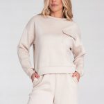 Elegancka Bluza Damska | Bluza Z Kieszenią | Beżowa Bluza M1202 R. S/M