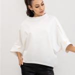Biała, tuszująca bluza z bawełny elegancka NIVEN