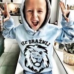 Błękitna Bluza chłopięca z nadrukiem nie drażnij lwa Łap nas