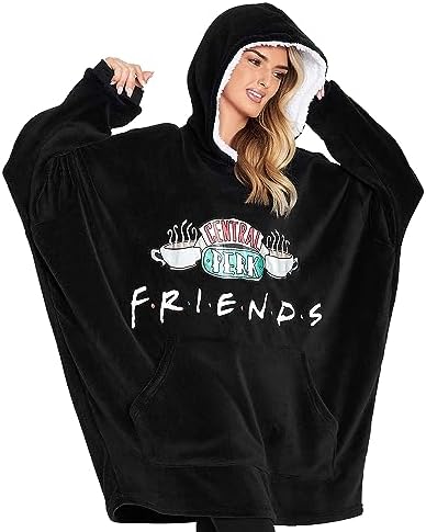 bluza-friends-570ktr-1.jpg FRIENDS Koc z kapturem damski, polar sherpa oversize z kapturem ponczo (czarny) : Amazon.pl: Moda - obrazek 1