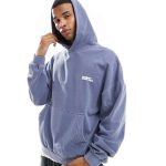 Jack & Jones – Niebieska bluza z kapturem oversize z nadrukiem Originals na plecach i efektem sprania | ASOS