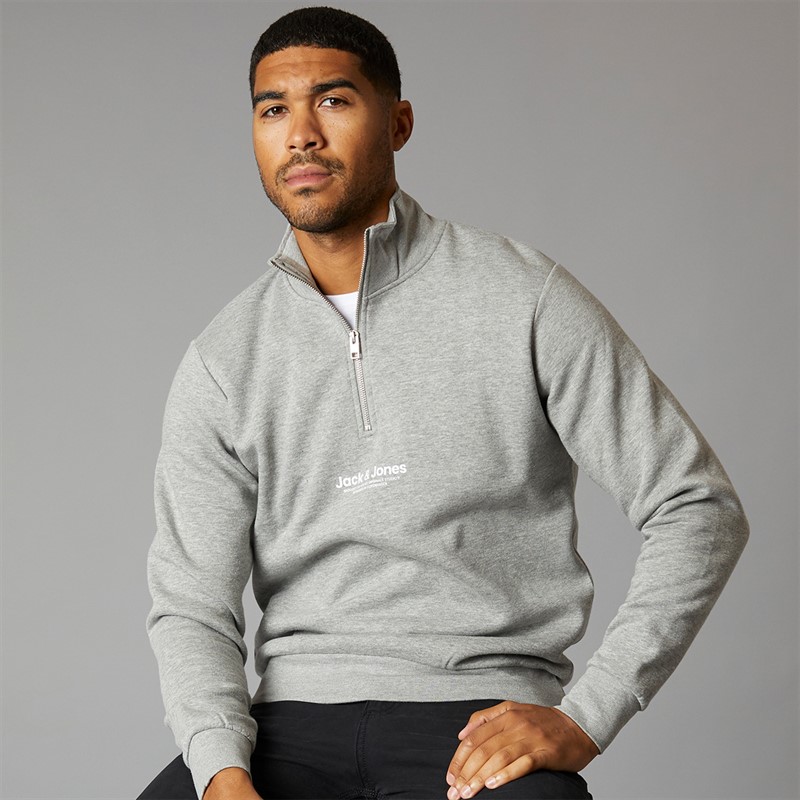 bluza-jack-jones-935vmu-1.jpg JACK & JONES Vesterbro bluza zamkiem 1/4 dla niego kolor jasnoszary melanż/czarny - obrazek 1