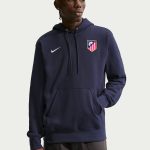 Męska piłkarska bluza z kapturem z dzianiny dresowej Nike Atlético Madryt Obsidian/Biel