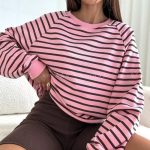 Bluza różowa w brązowe paski Bocca