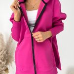 Różowa Bluza Oversize z Kapturem ModnaKiecka