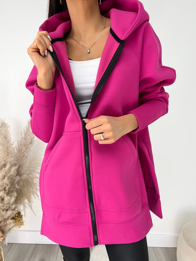 bluza-rozowa-642lpl-1.jpg Różowa Bluza Oversize z Kapturem ModnaKiecka - obrazek 1