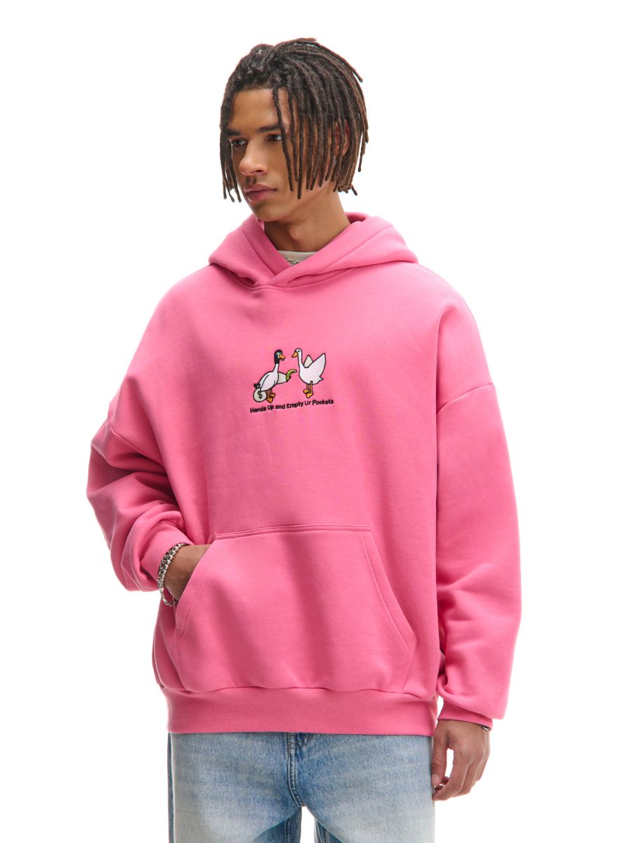 bluza-rozowa-757pin-1.jpg Różowa bluza hoodie z gęsiami CROPP 028AT 30X - obrazek 1