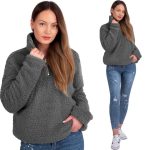 Bluza Damska Sherpa z kołnierzem Grey l Tutumi
