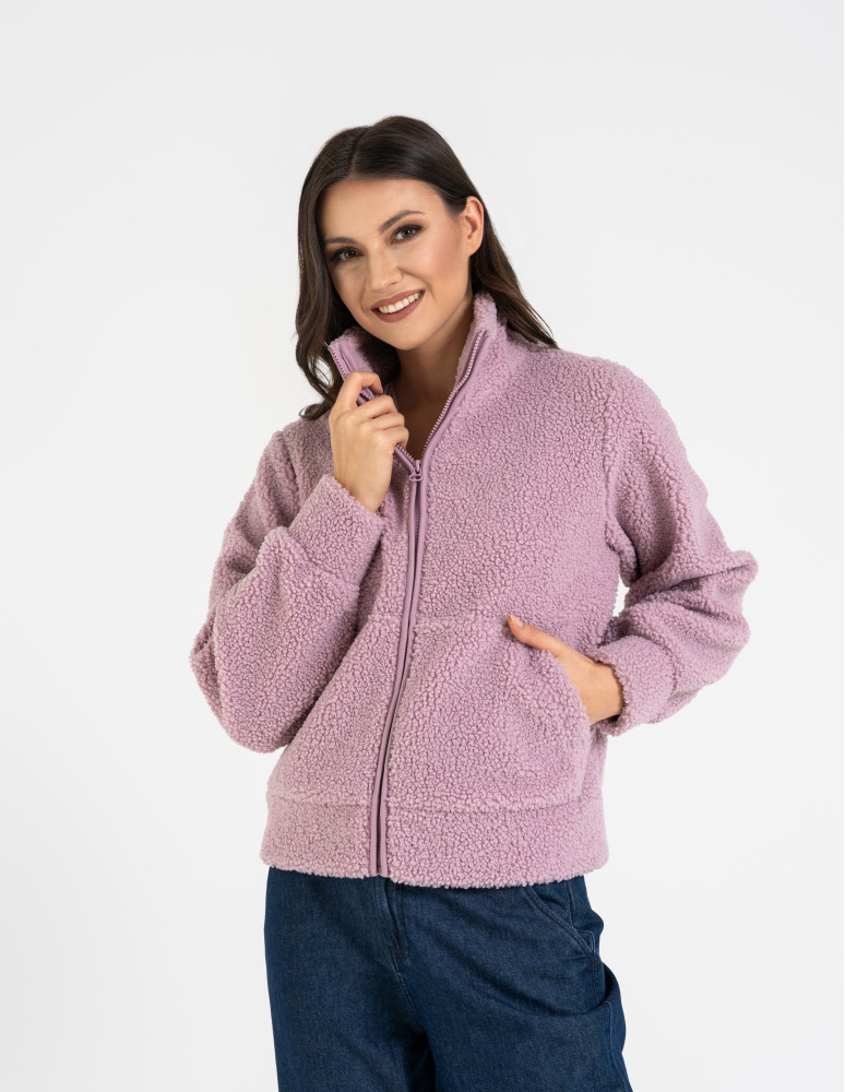 bluza-sherpa-damska-597qym-1.jpg Bluza damska sherpa ze stójką RÓŻOWY sklep Moraj - obrazek 1
