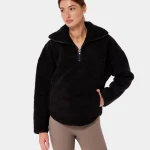 Bluza Sherpa half zip, Czarna