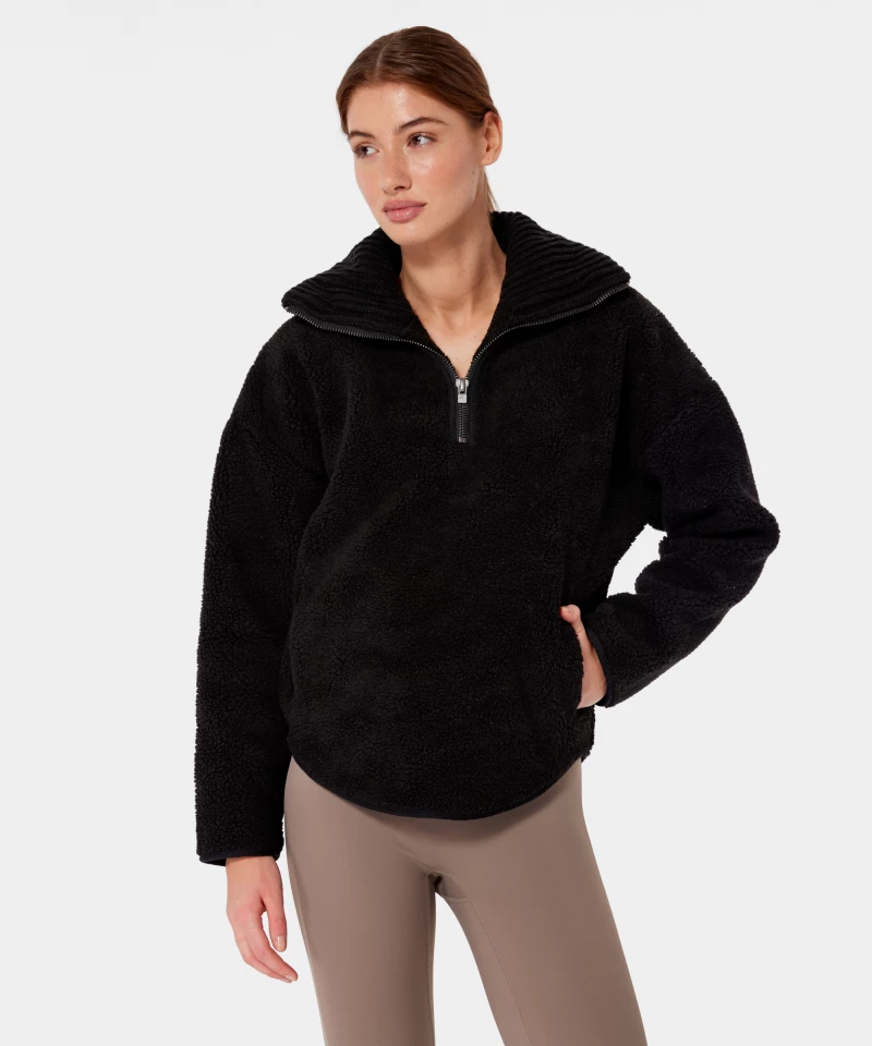 bluza-sherpa-damska-860quk.webp Bluza Sherpa half zip, Czarna - obrazek 1