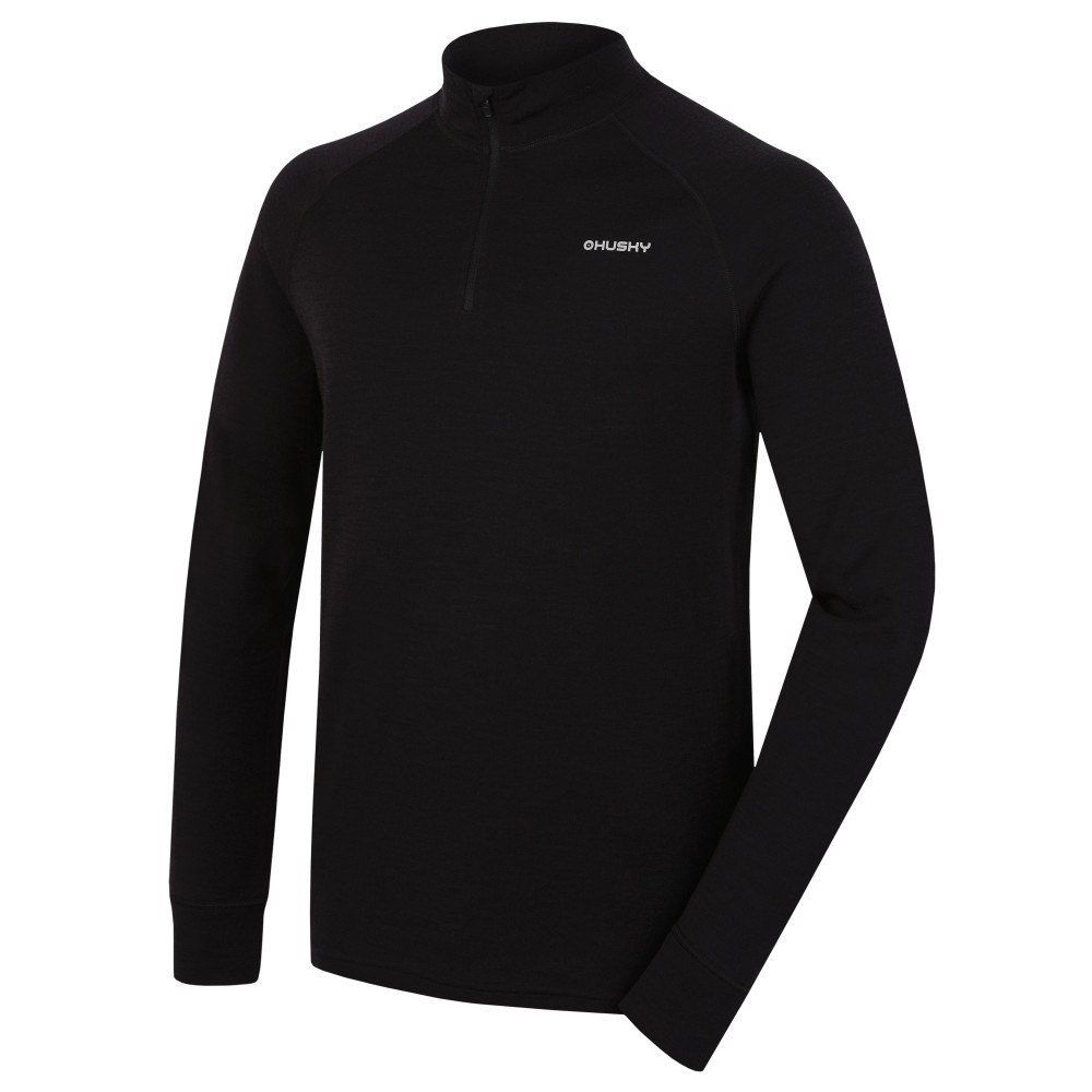 bluza-termiczna-363szh-1.jpg Bluza termiczna z wełny MERINO męska ARON ZIPS M czarna - obrazek 1