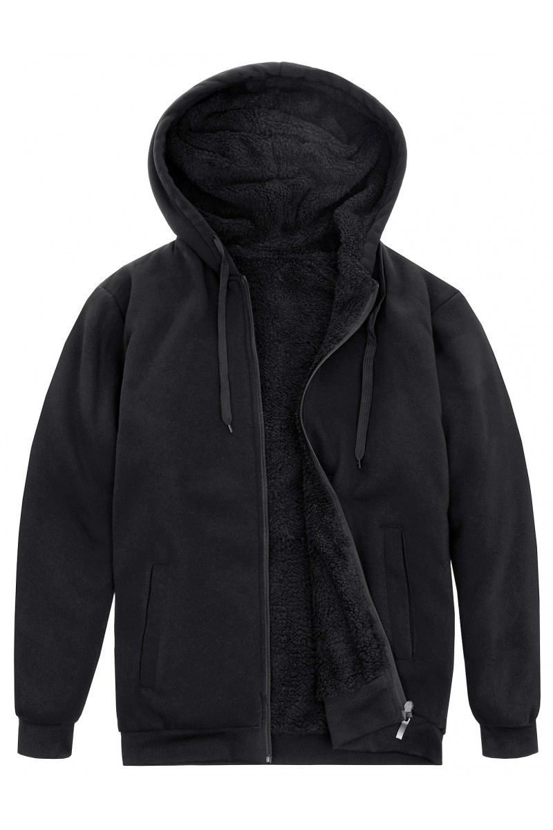 bluza-z-futerkiem-653eqh-1.jpg bluza meska ocieplona z futerkiem na zamek czarna - obrazek 1