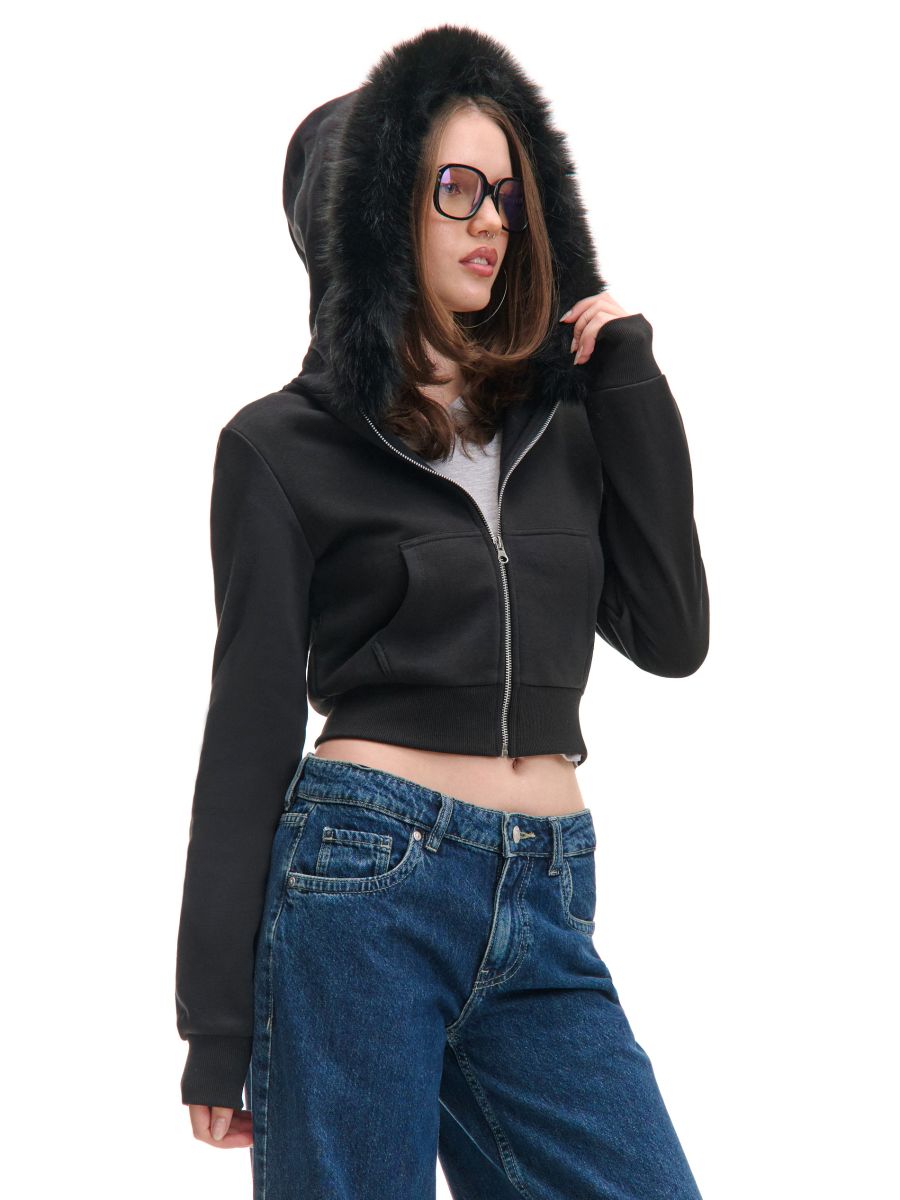 bluza-z-futerkiem-653ist-1.jpg Bluza z kapturem z odpinanym futerkiem CROPP 065FL 99X - obrazek 1