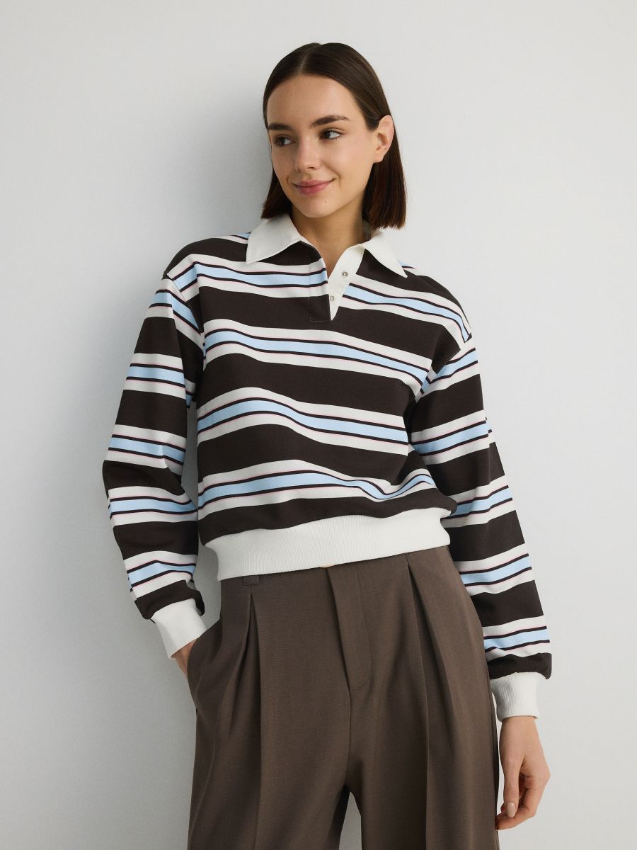 bluza-z-kolnierzykiem-025zwz.jpg Bawełniana bluza z kołnierzem Kolor wielobarwny RESERVED VG166 MLC - obrazek 1