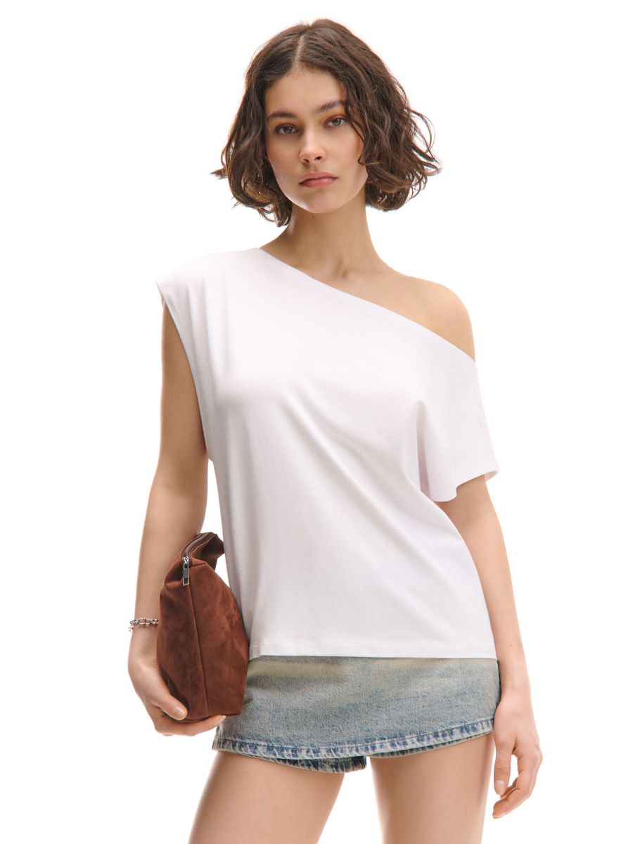 bluzki-na-jedno-ramie-373cuw.jpg Luźny T shirt na jedno ramię CROPP 686CU 00X - obrazek 1
