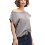Luźny T shirt na jedno ramię CROPP 686CU 09M