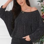 Bluzka kimono brokatowa oversize srebrna Qenemi