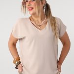 Bluzka pod marynarkę plus size beżowa 44 54 44