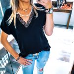 BIAŁA BLUZKA ELEGANCKA POD ZAKIET KORONKA DEKOLT V KLASYCZNA POD MARYNARKE