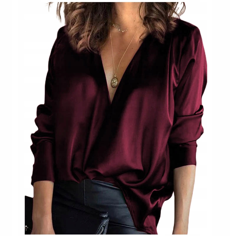 bluzki-satynowe-462bom-1.jpg ELEGANCKA SATYNOWA BLUZKA DAMSKA Z DŁUGIM RĘKAWEM - obrazek 1