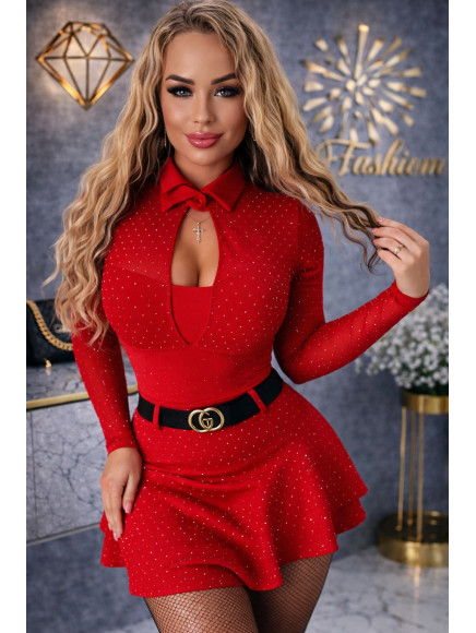 bluzki-z-cekinami-979ubw-1.jpg Bluzka Z Cekinami Push up Czerwona - obrazek 1