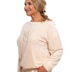 Bluza damska welurowa bez kaptura BEŻOWY sklep Moraj