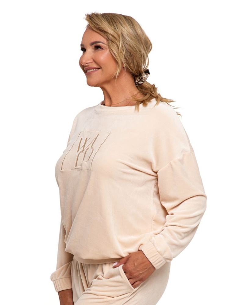 bluzy-bez-kaptura-damskie-170owt-1.jpg Bluza damska welurowa bez kaptura BEŻOWY sklep Moraj - obrazek 1