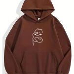 bluza z kapturem z nadrukiem słodkiego misia fajne bluzy z Temu Poland