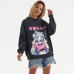 House Bluza z kapturem i nadrukiem w stylu Manga szara Szary Ceny i opinie Ceneo.pl