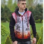 Czarna bluza młodzieżowa kolorowa rozpinana z kapturem dżety czaszka cipo baxx cl458