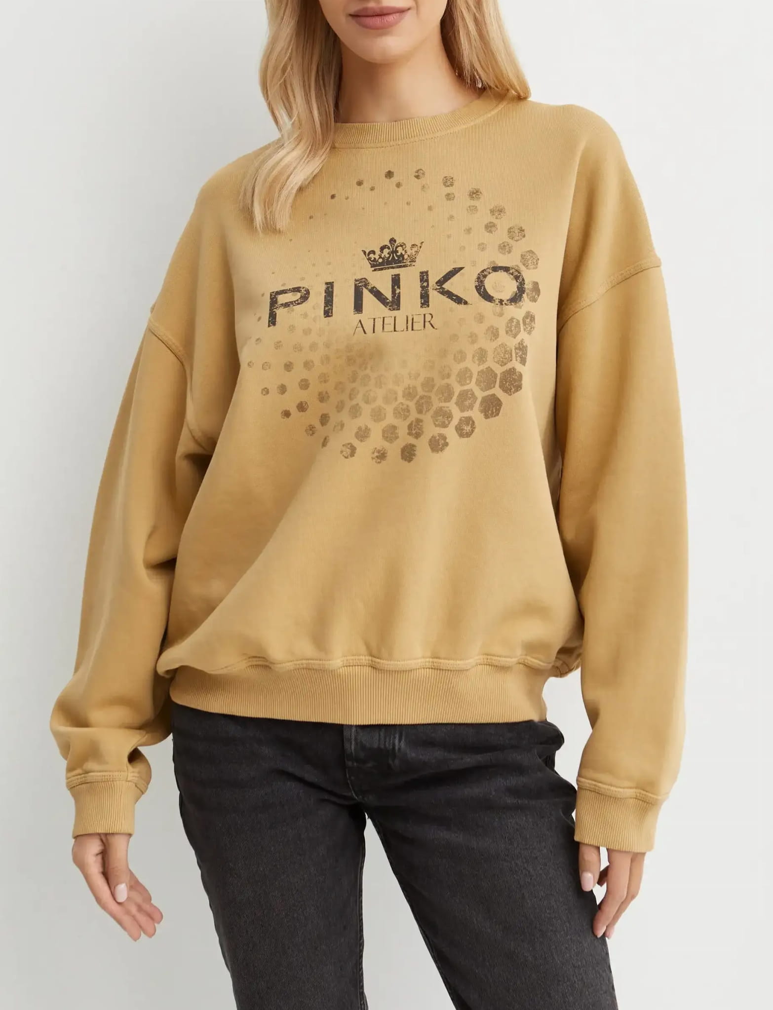 bluzy-pinko-151gwi-1.jpg PINKO Musztardowa bluza oversize Tagore - obrazek 1