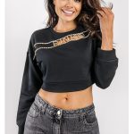 Bluza Pinko Mistral Krótka Z Kryształkami Czarna EGO IST IN