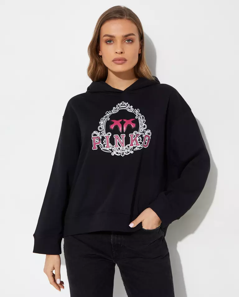 bluzy-pinko-308nlc.webp Czarna bluza z kapturem Sisma - obrazek 1