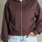 Rozpinana bluza z kapturem soft touch Kolor brązowy SINSAY 692DZ 89X