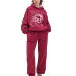 Bordowa bluza z kapturem i nadrukiem CROPP 223AS 83X
