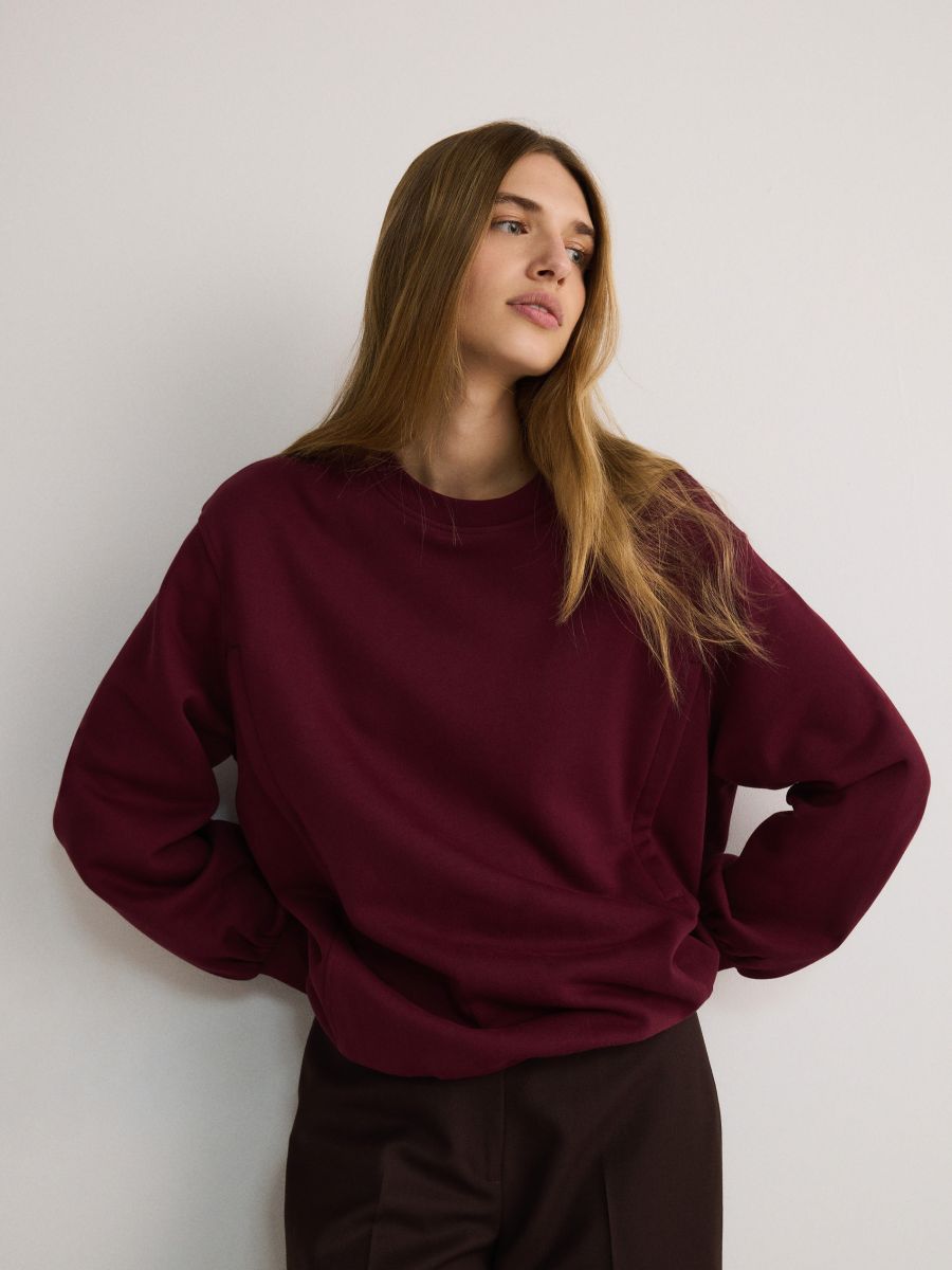 bordowa-bluza-346xhh-1.jpg Bawełniana bluza Kolor bordowy RESERVED 337CW 83X - obrazek 1