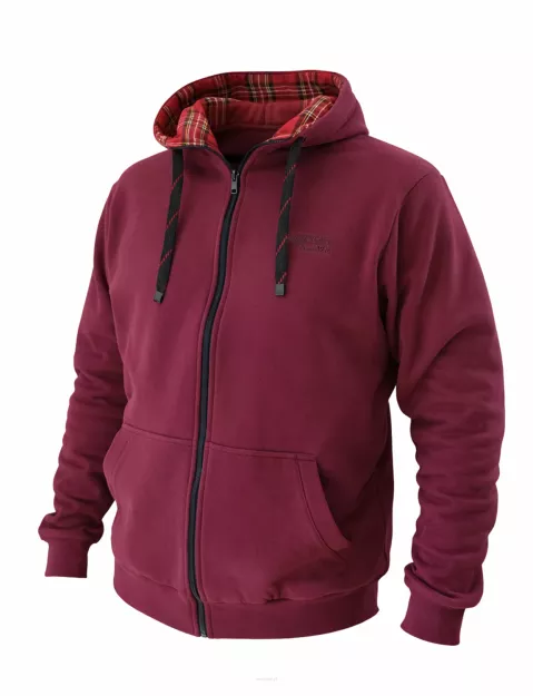 bordowa-bluza-875pbb.webp Bordowa bluza z kapturem rozpinana TARTAN - obrazek 1