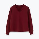 Bordowa bluza w serek z dresówki diagonalnej damska