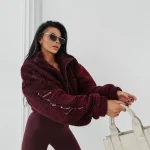 BLUZA DAMSKA OLAVOGA TEDI BORDOWA flowerbutik