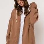BLUZA Z KAPTUREM ROZPINANA BRĄZOWA NIKO